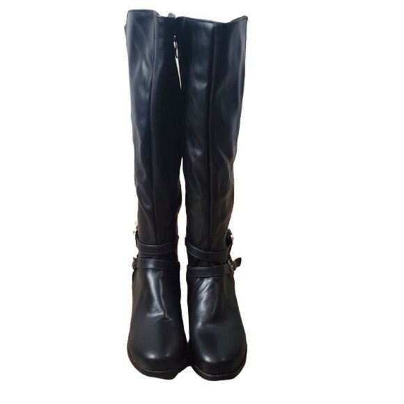 Black Knee moto riding grunge concert boot with buckles new size 8 - Picture 3 of 6